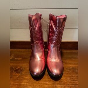 Girls Metallic Pink Old Navy Mid Calf Cowboy Boots Taylor Swift Size 4Y NWT